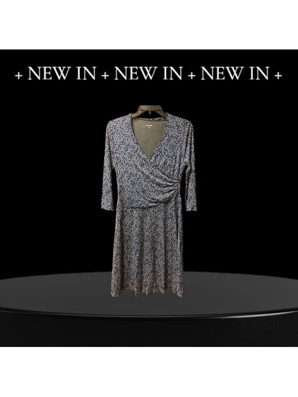 Garnet Hill Brianna Faux Wrap Dress 
Elegant Blue Floral Size Small